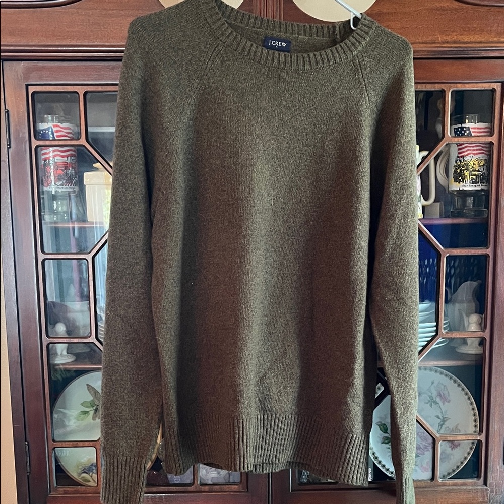 J. Crew Men's Olive Crewneck Sweater